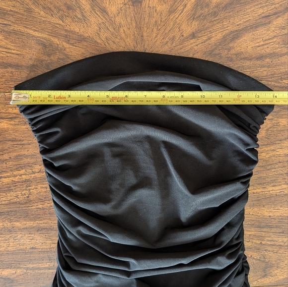 Vintage Y2K Lissa Paris Dress, Black Sleeveless Mini Bodycon w Ruffle Skirt - Picture 9 of 14